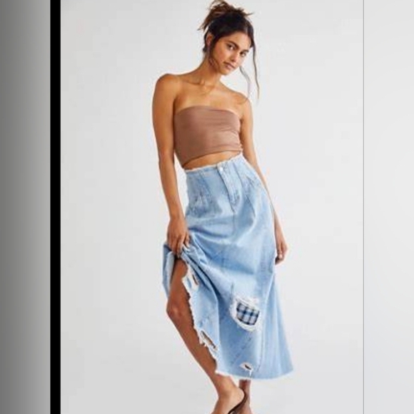 Free People Dresses & Skirts - Free People Riptide Maxi Denim Skirt , NWT, Size 2.  *****SOLD OUT